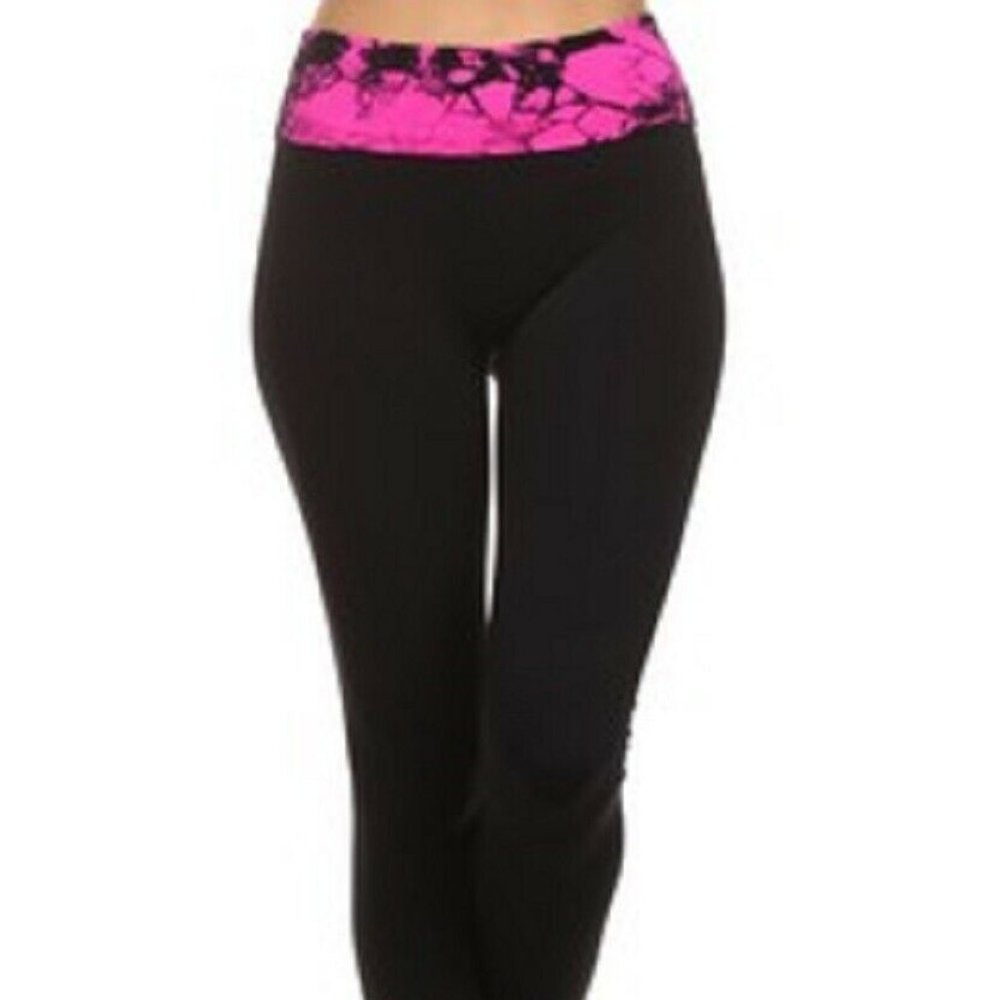 Yelete Black/Pink Pilates/Yoga/Fitness Leggings